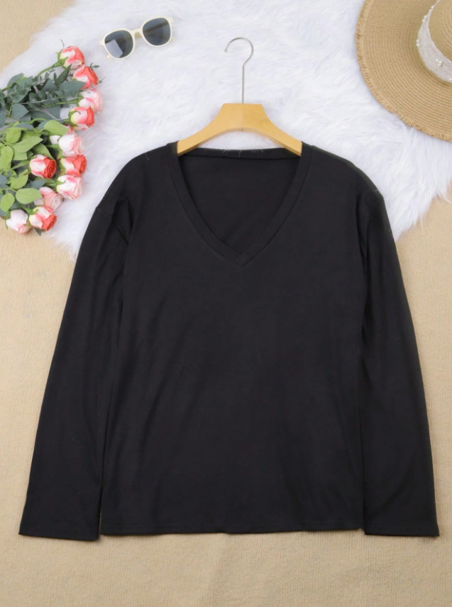 SHEIN CZARNA BLUZKA V-NECK PK01__46