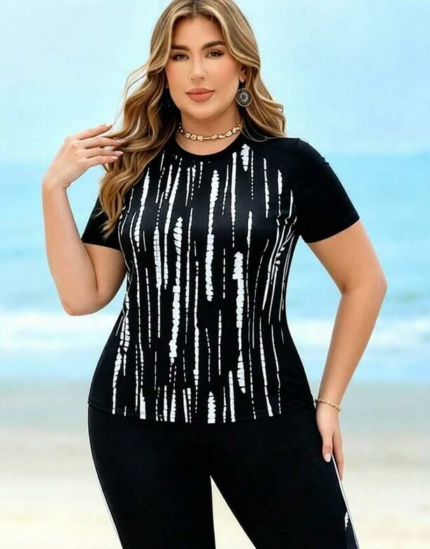 SWIM LUSHOIRE GÓRA OD BIKINI PRINT KONTRAST BLUZKA PK01__XXL