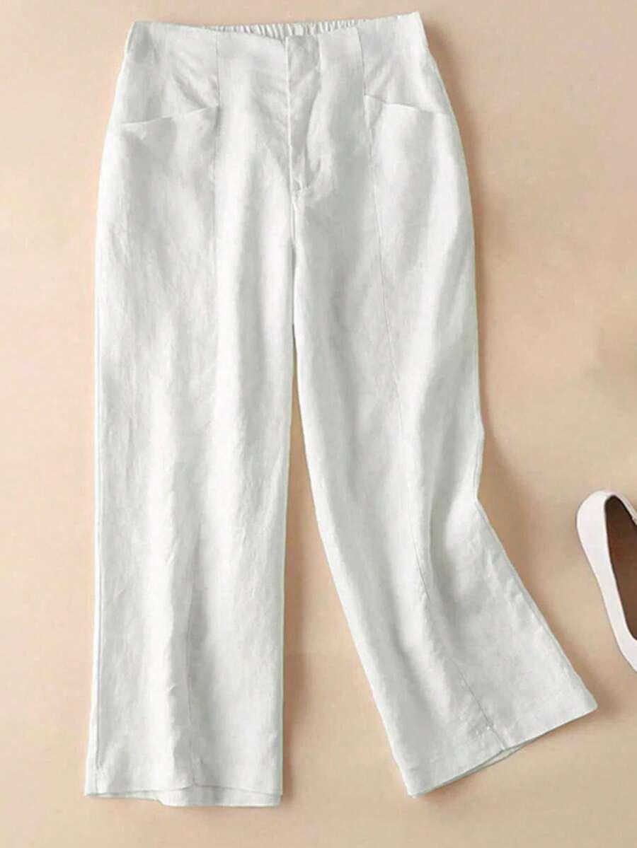 SHEIN KREMOWE SPODNIE CASUAL S06__XL
