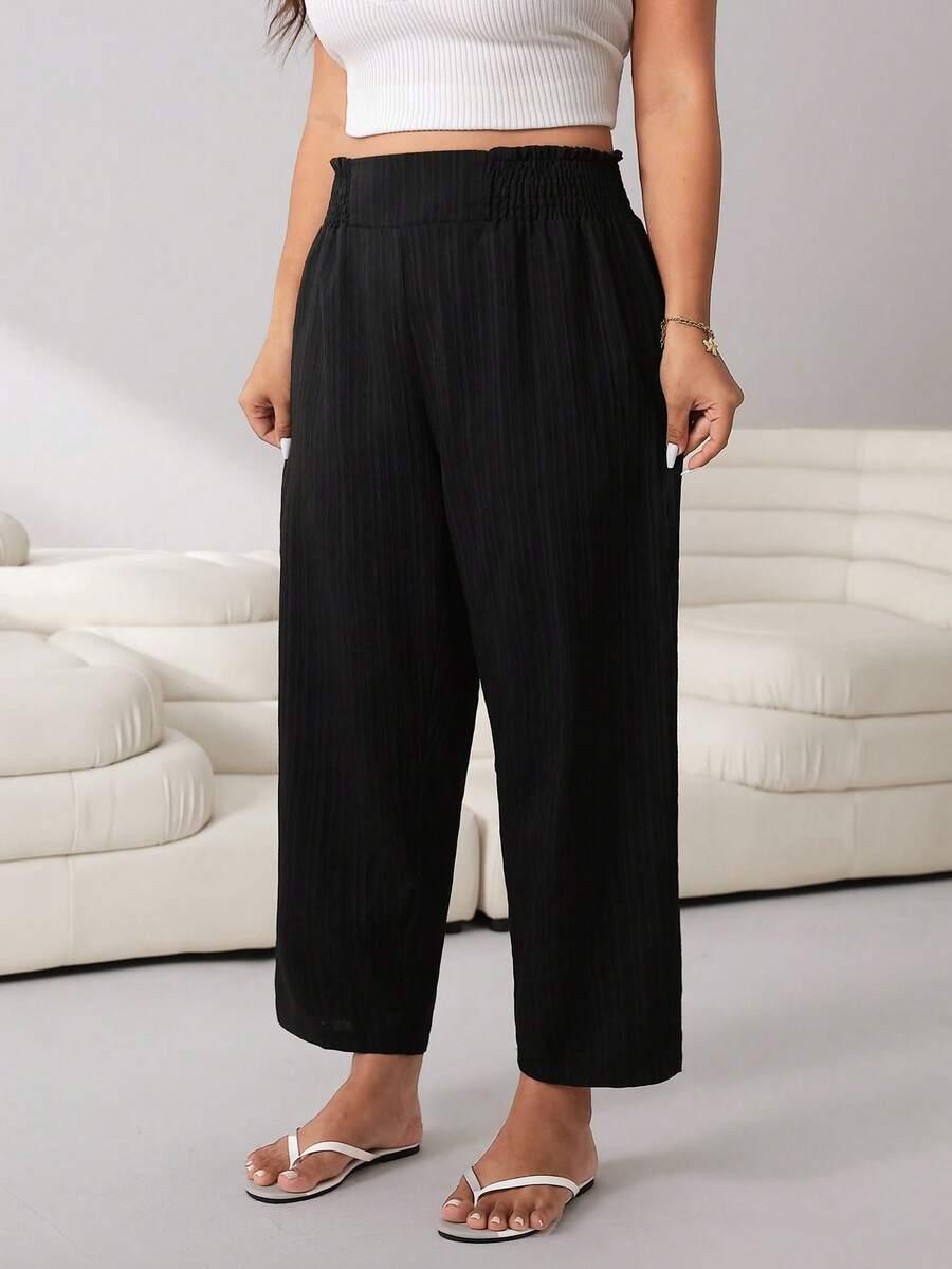 SHIEN CZARNE SPODNIE TEKSTURA CASUAL S06__XXL
