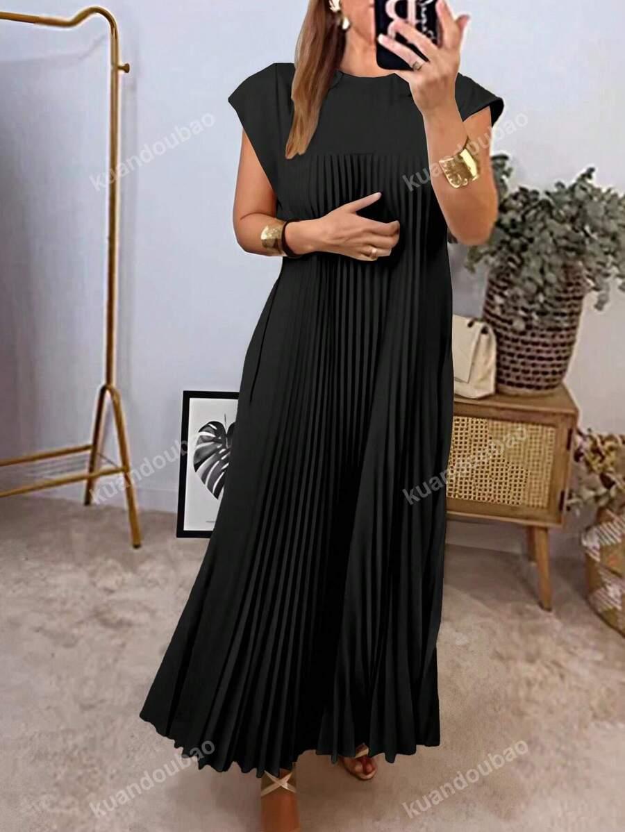 SHEIN CZARNA MAXI SUKIENKA PLISY S06__XL