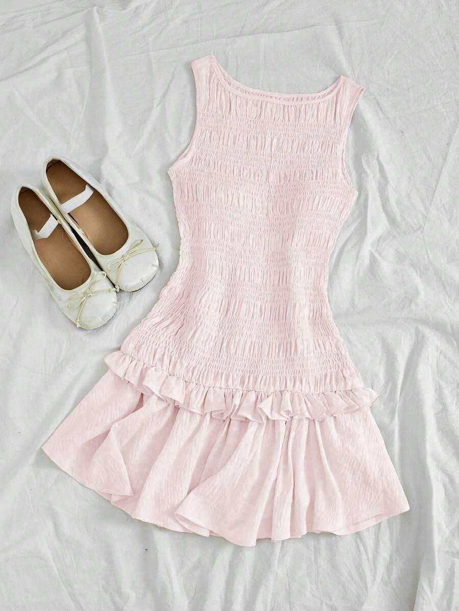 FLIRLA RÓŻOWA MINI SUKIENKA S06__XS