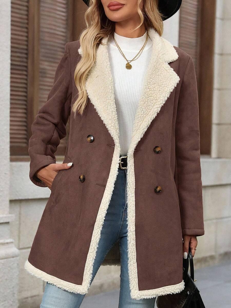 SHEIN BRĄZOWY SZTUCZNY KOŻUCH W01__S