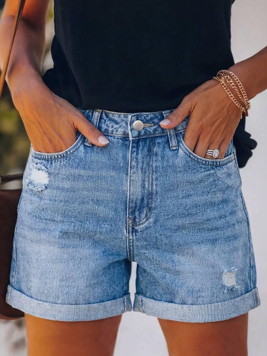SHEIN NIEBIESKIE SPODENKI JEANS S06__L