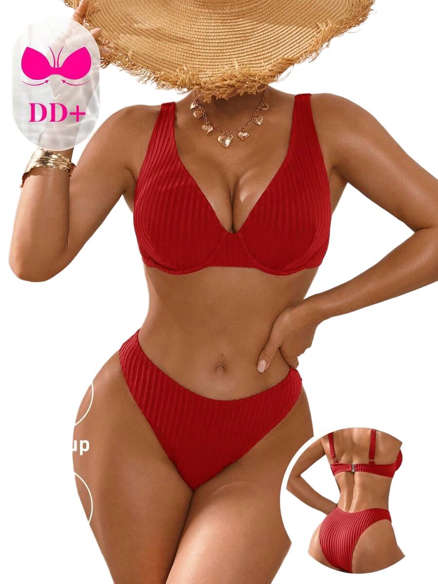 SWIM DD+ CZERWONY DWUCZĘŚCIOWY STRÓJ KĄPIELOWY S09__90E/XL