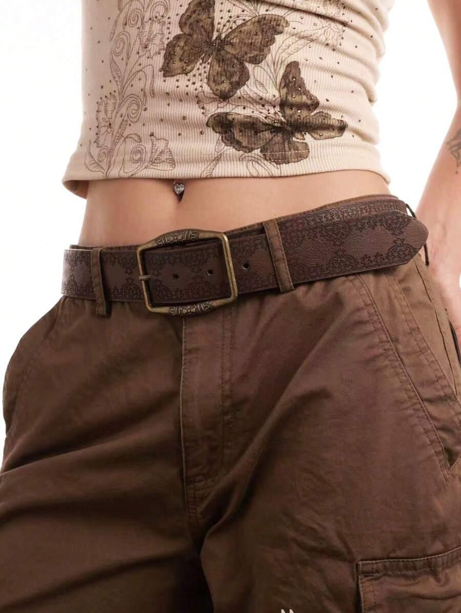 SHEIN BRĄZOWY PASEK WZÓR S07__M