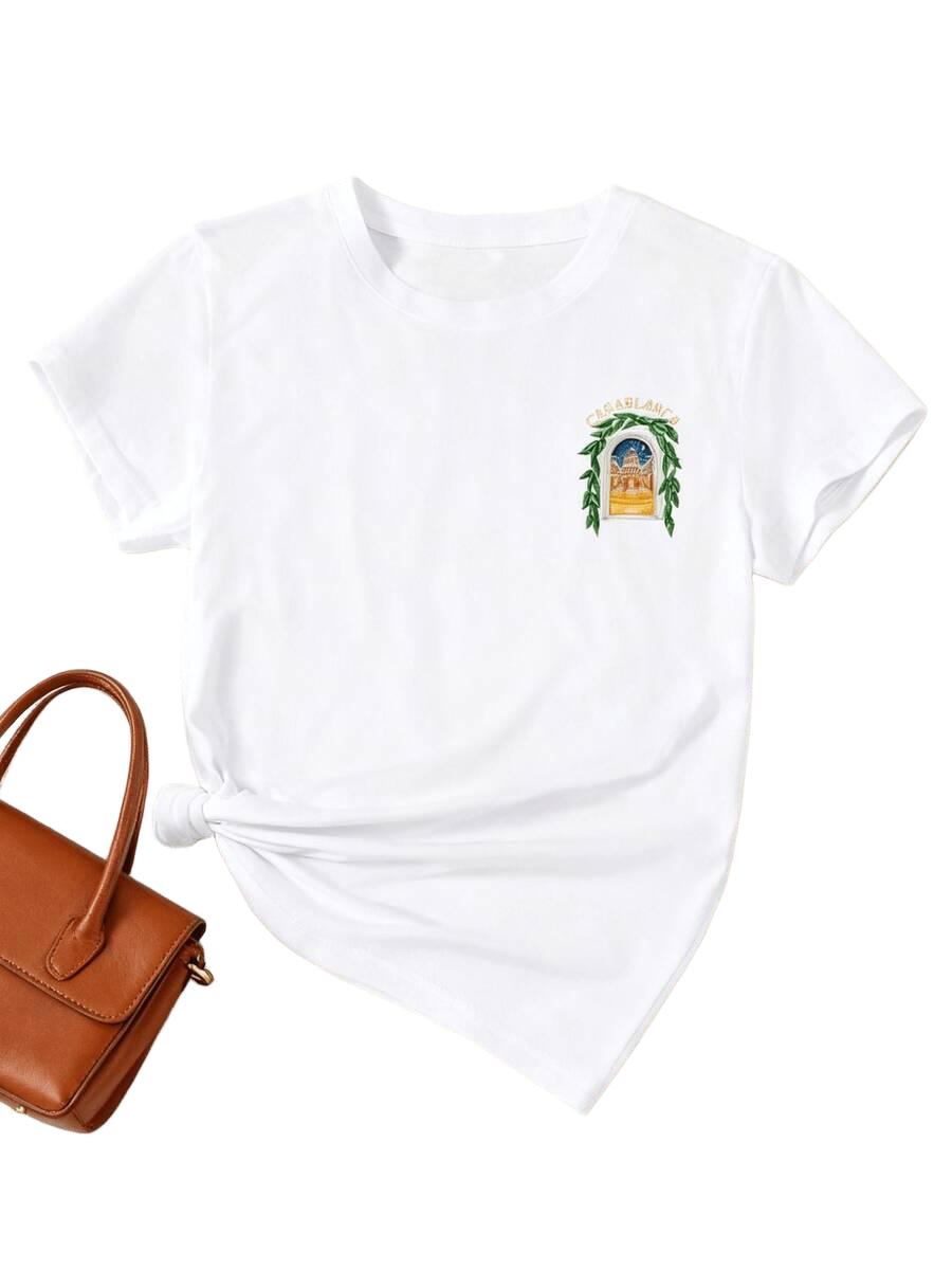 SHEIN T-SHIRT OKRĄGŁY DEKOLT PRINT S06__XL