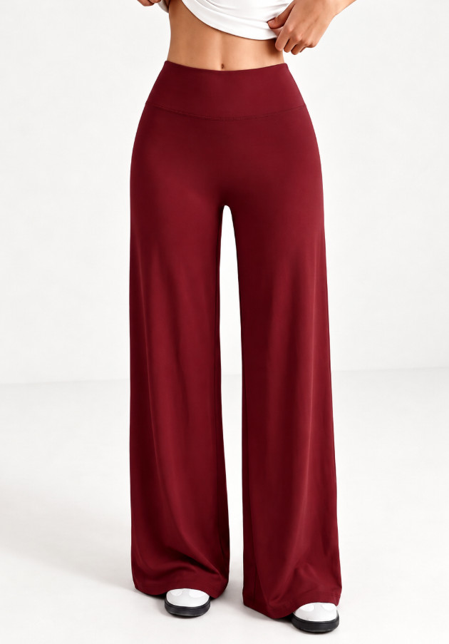 SHEIN SZEROKIE BORDOWE SPODNIE TRENINGOWE PK01__M