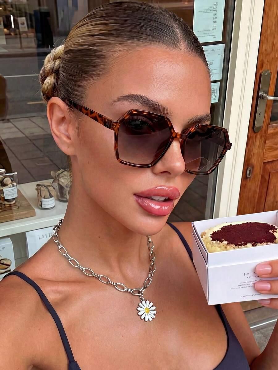 SHEIN BRĄZOWE OKULARY PRZECIWSŁONECZNE S07