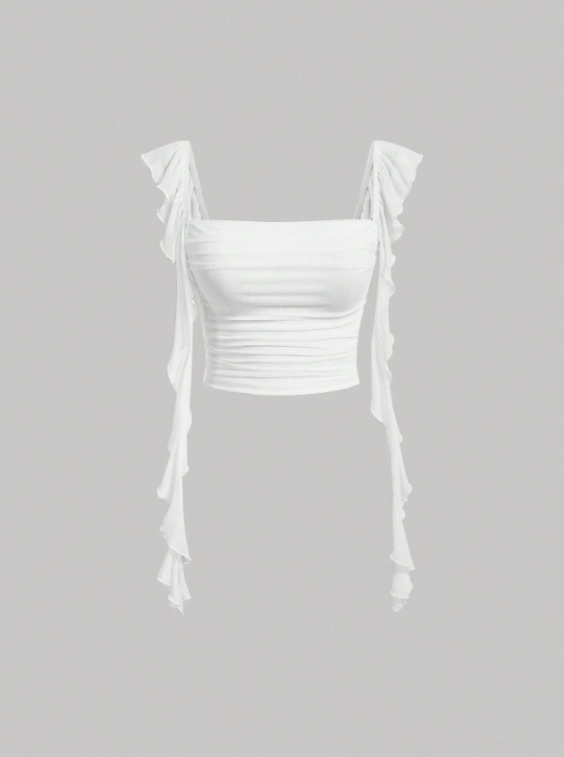 SHEIN BIAŁY TOP NA RAMIĄCZKACH S06__L