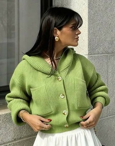 SHEIN ZIELONY SWETER ZAPINANY GUZIKI S06__S