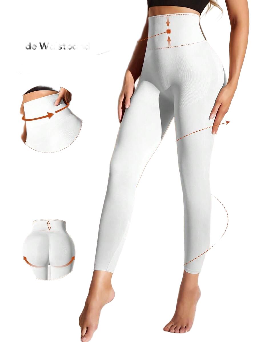 SHEIN BIAŁE LEGGINSY PRĄŻKI S06__L