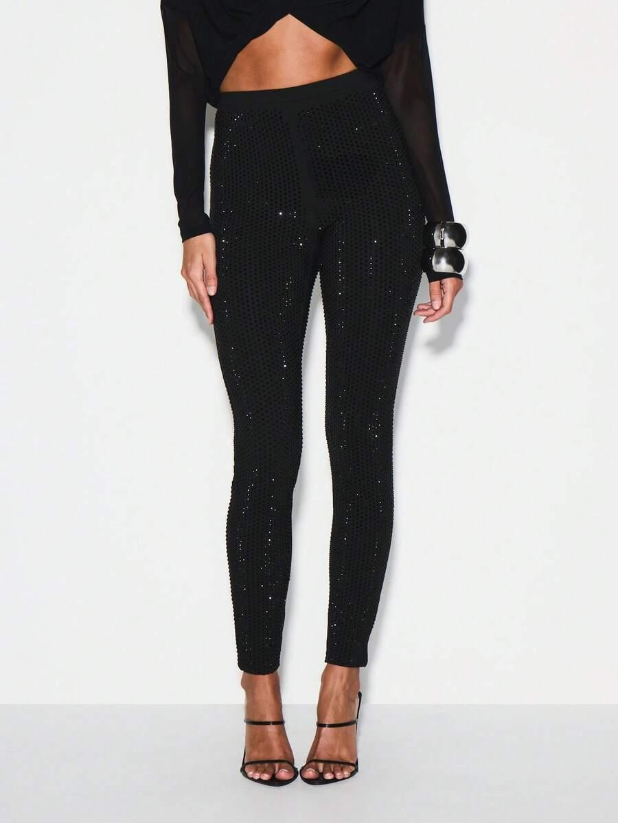 KIZN LEGGINSY Z WYSOKIM STANEM I ZDOBIENIAMI S06__S