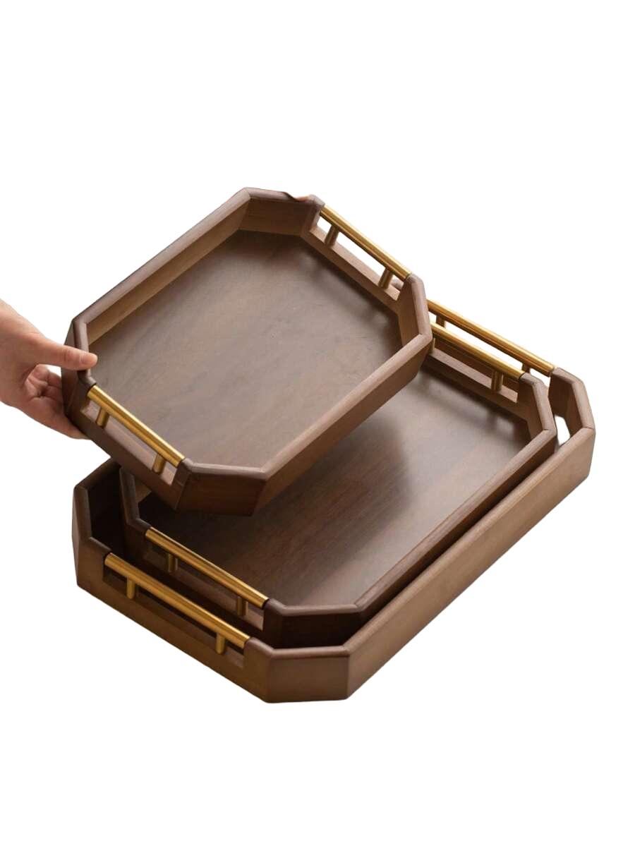 SHEIN BRĄZOWA DREWNIANA TACA S07__30X45X5,5CM