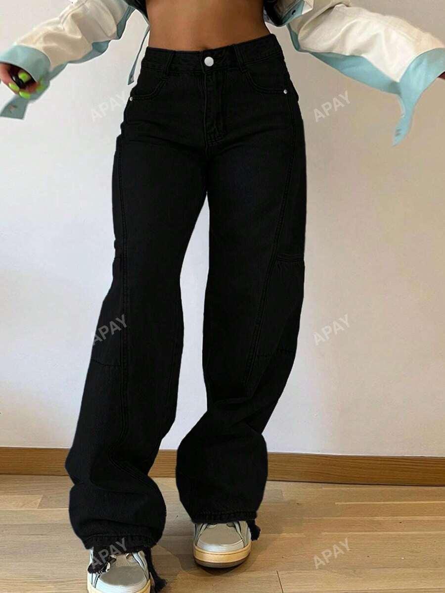 SHEIN CZARNE SPODNIE JEANS S06__S