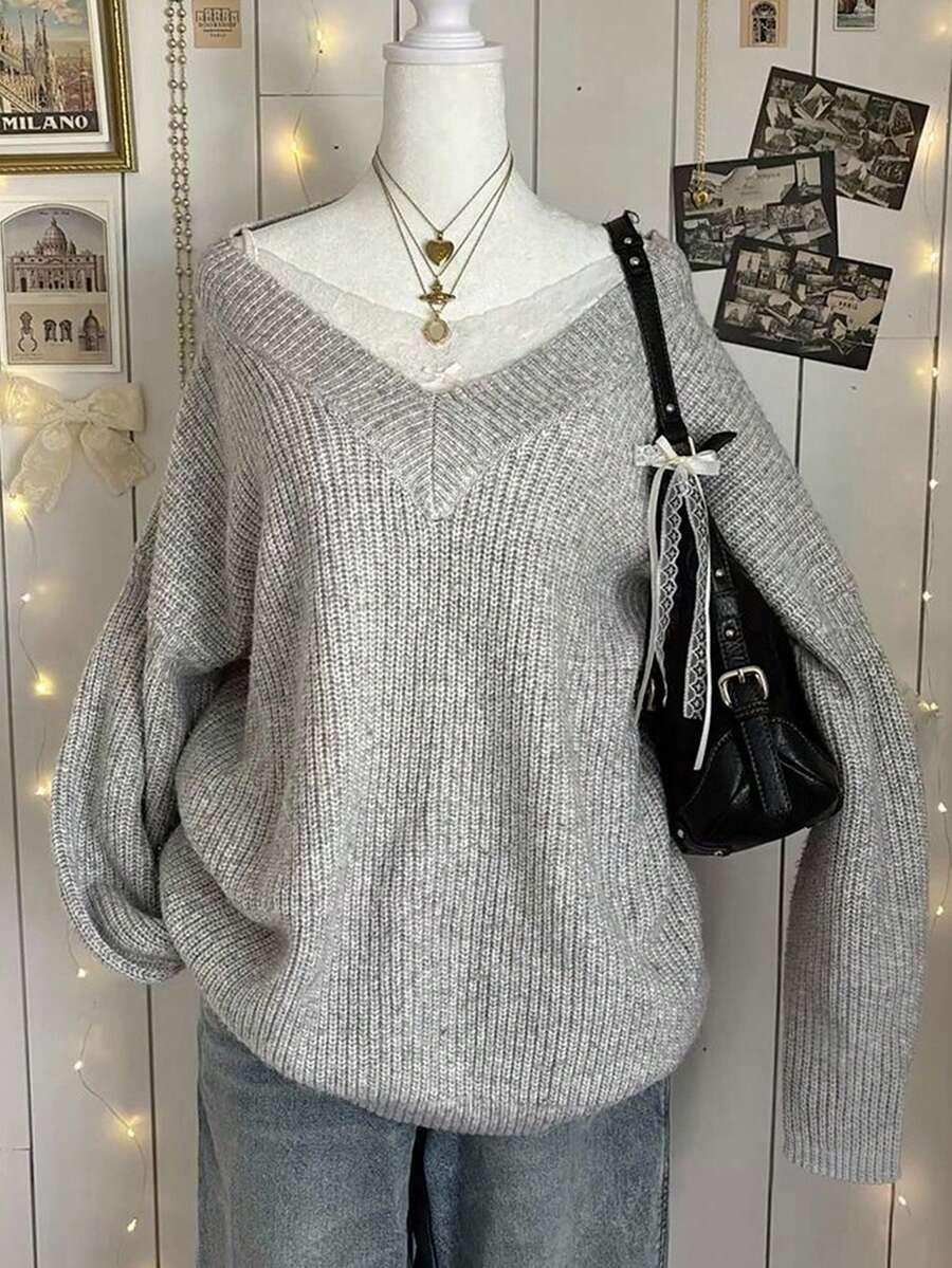 LALIPPA SZARY DZIANINOWY SWETER S06__M
