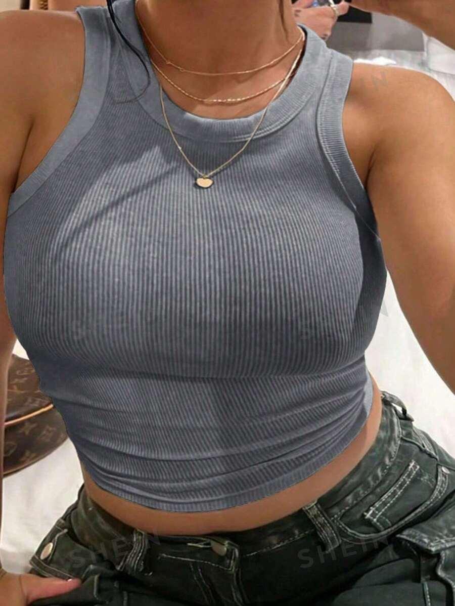 SHEIN SZARY TOP PRĄZKI S06__S