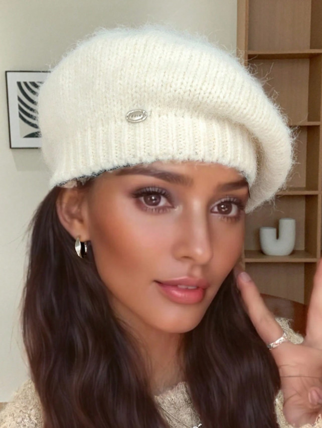 SHEIN BIAŁY KLASYCZNY BERET W01__56-60