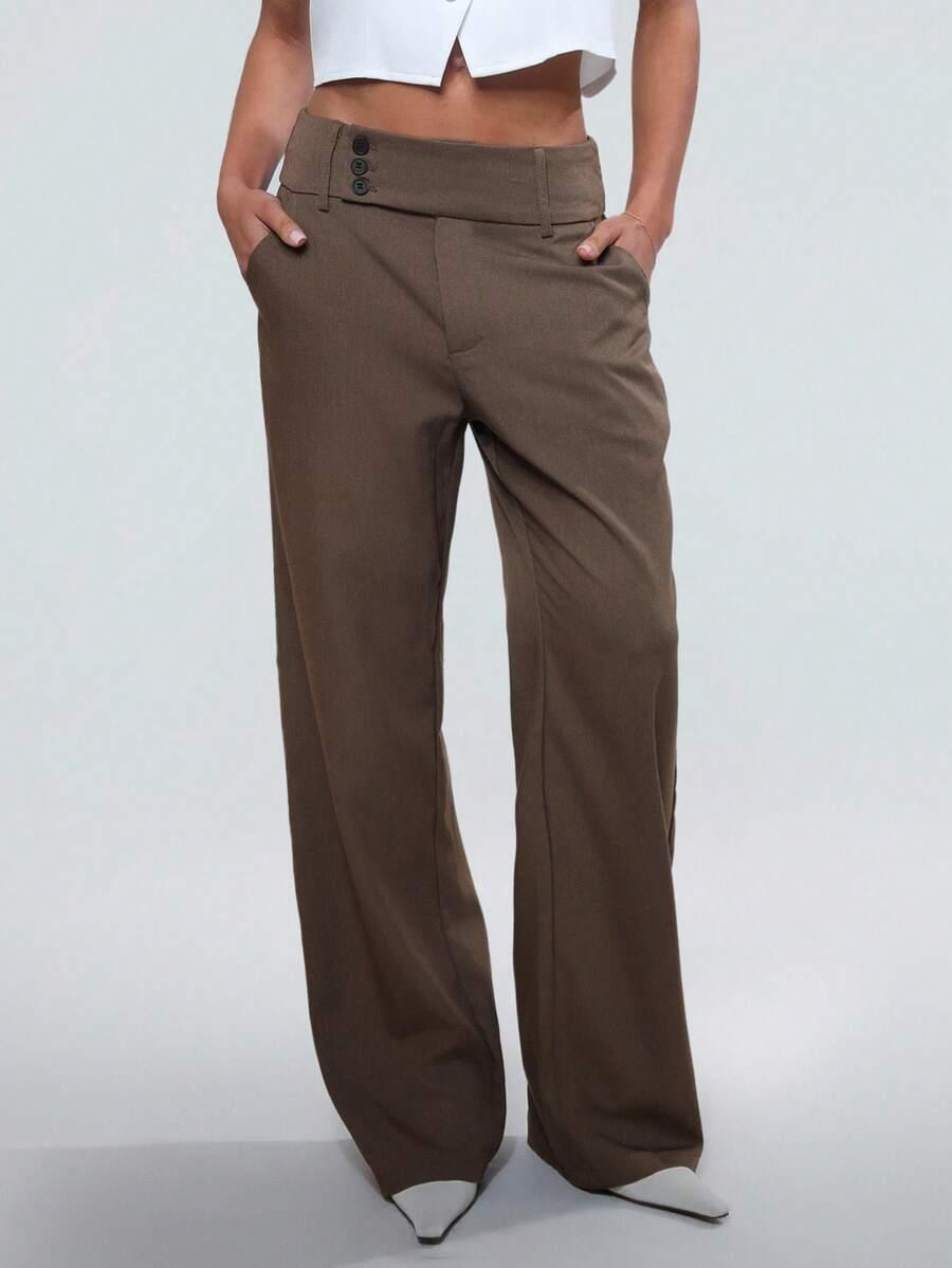 SHEIN BRĄZOWE SPODNIE ELEGANCKIE S06__S