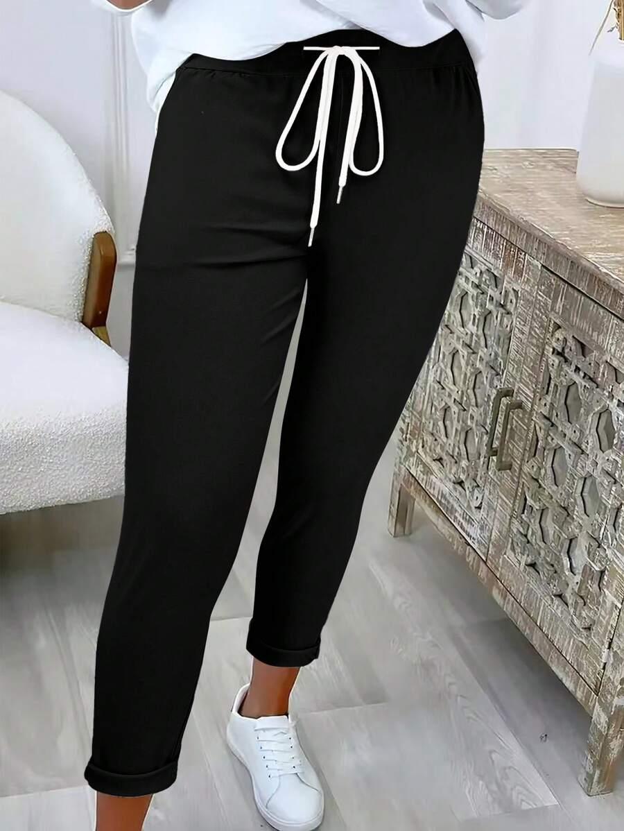 SHEIN CZARNE SPODNIE WIĄZANIE S06__L
