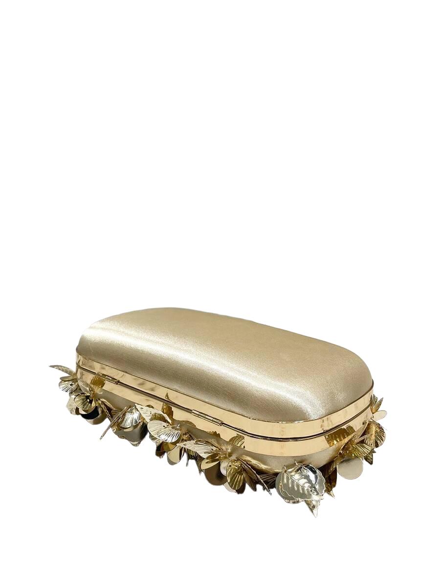SHEIN ZŁOTA KOPERTÓWKA ZDOBIENIE KWIATY S07__22,5X5X11CM
