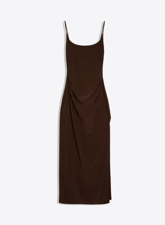BERSHKA BRĄZOWA MAXI SUKIENKA S06__XS