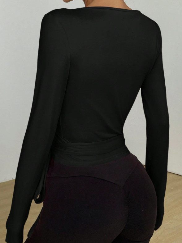 SHEIN CZARNA BLUZKA WIĄZANIE S06__M