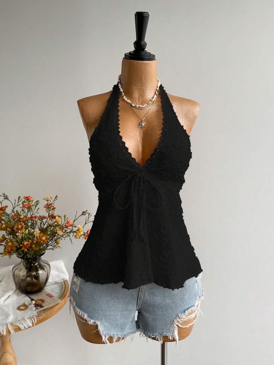 BUZZELLE CZARNY TOP WIĄZANIE PK01__M