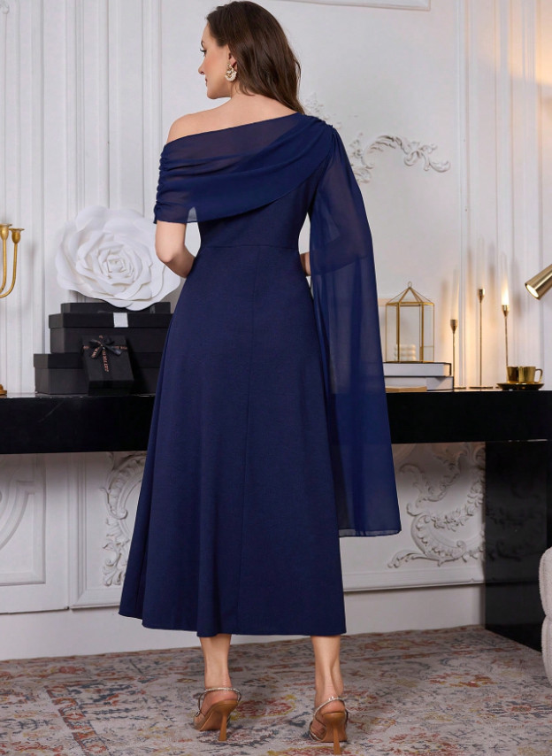 SHEIN GRANATOWA ASYMETRYCZNA SUKIENKA S06__M