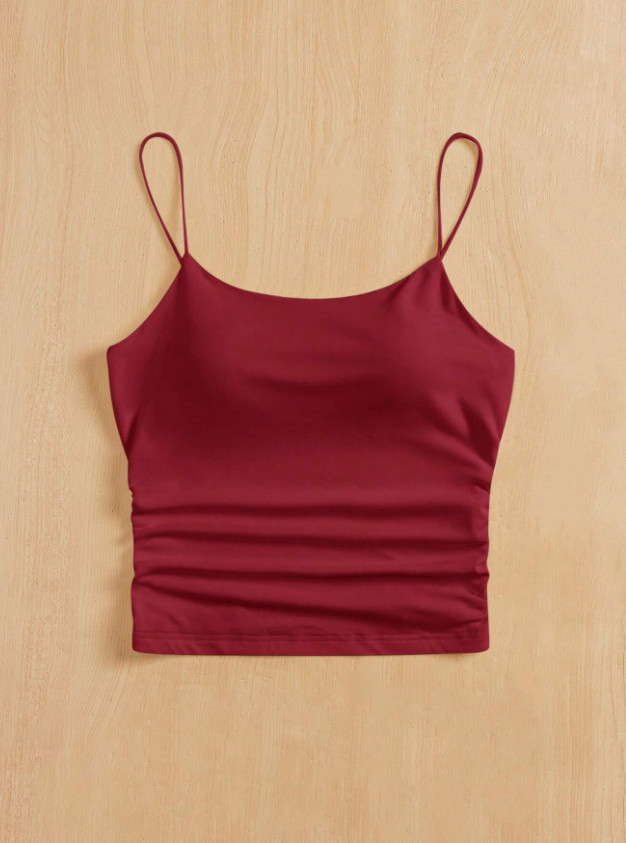 SHEIN CZERWONY TOP NA RAMIĄCZKACH BASIC S06__XS