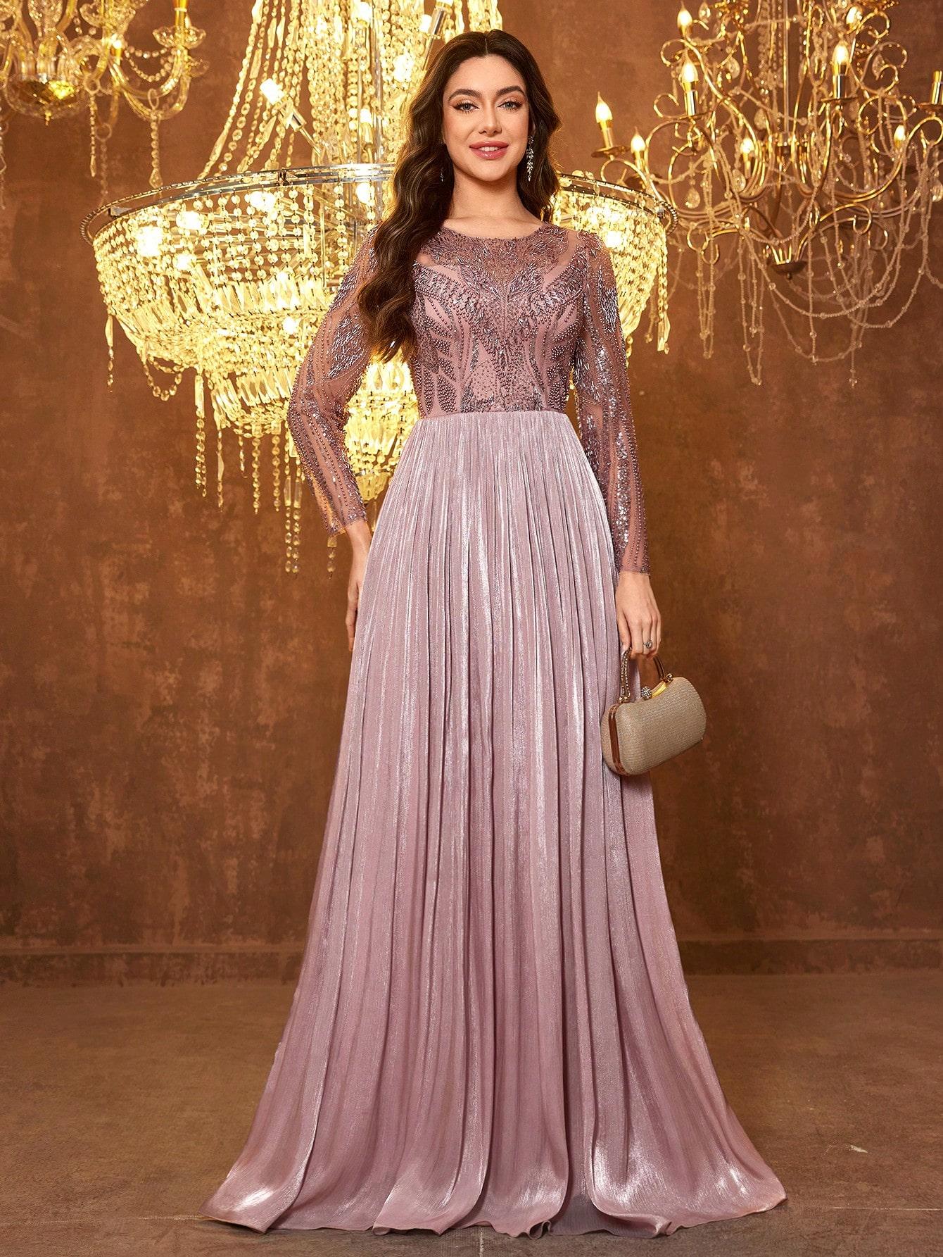 SHEIN RÓŻOWA MAXI SUKIENKA S06__S