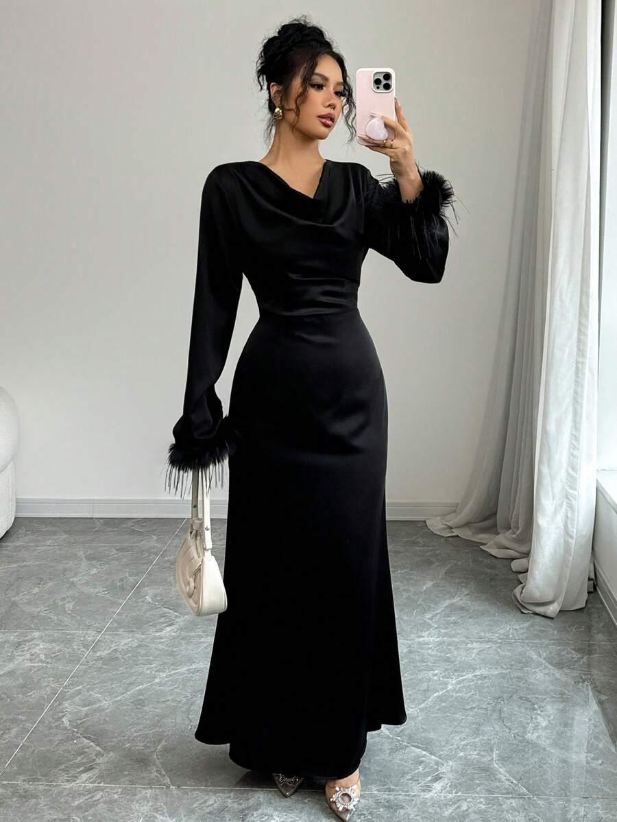 SHEIN CZARNA MAXI SUKIENKA S06__L