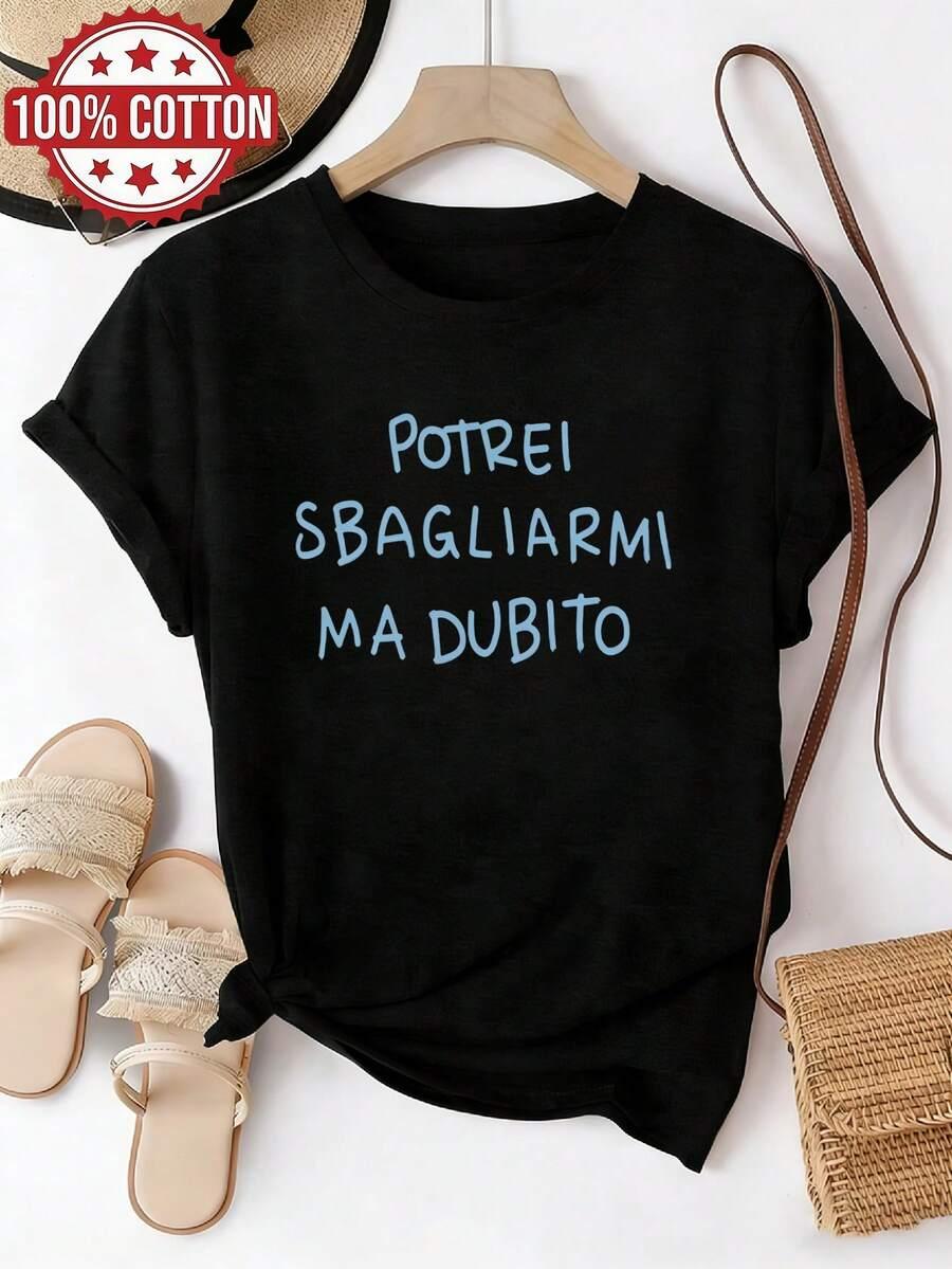 SHEIN CZARNY T-SHIRT NAPIS S06__L
