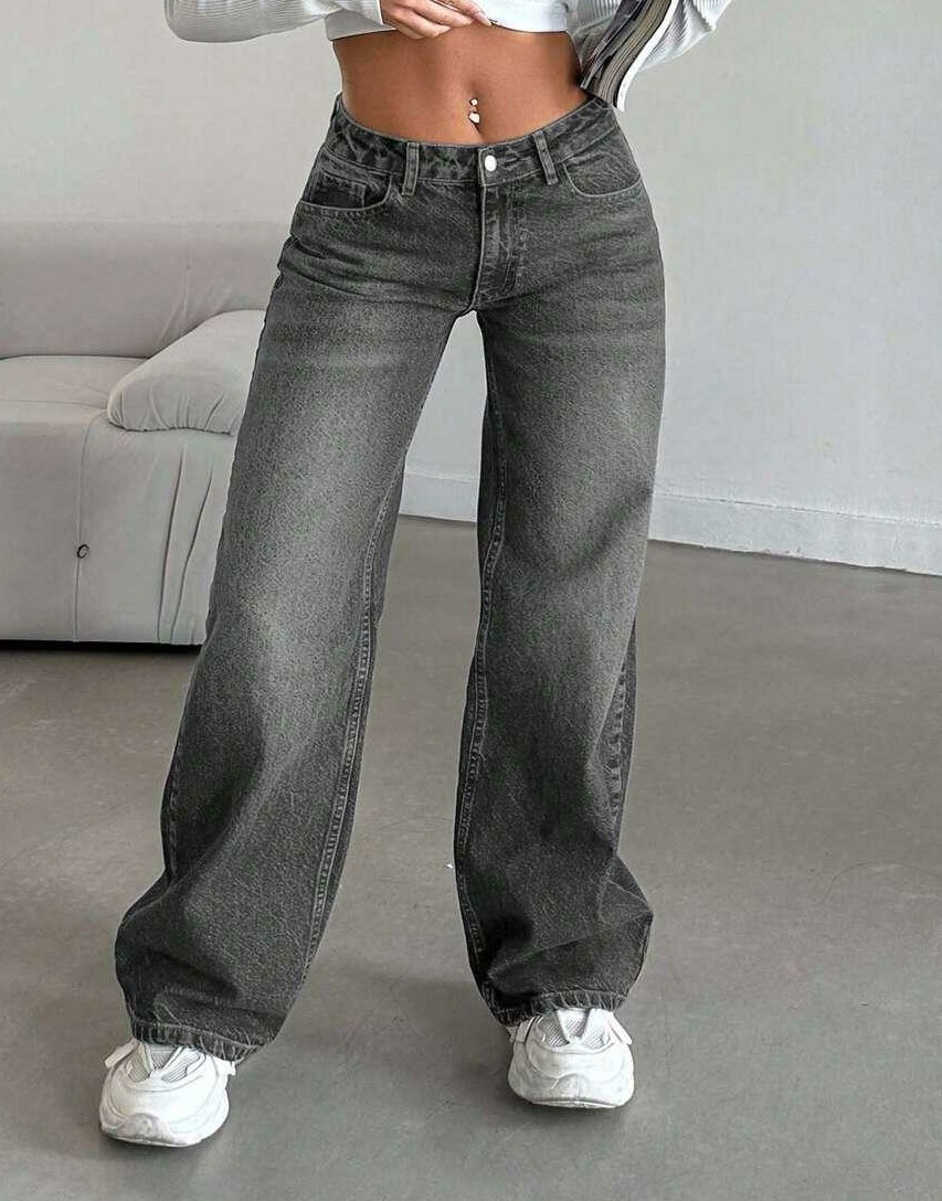 EURMUSE SZARE SPODNIE JEANS S06__XS