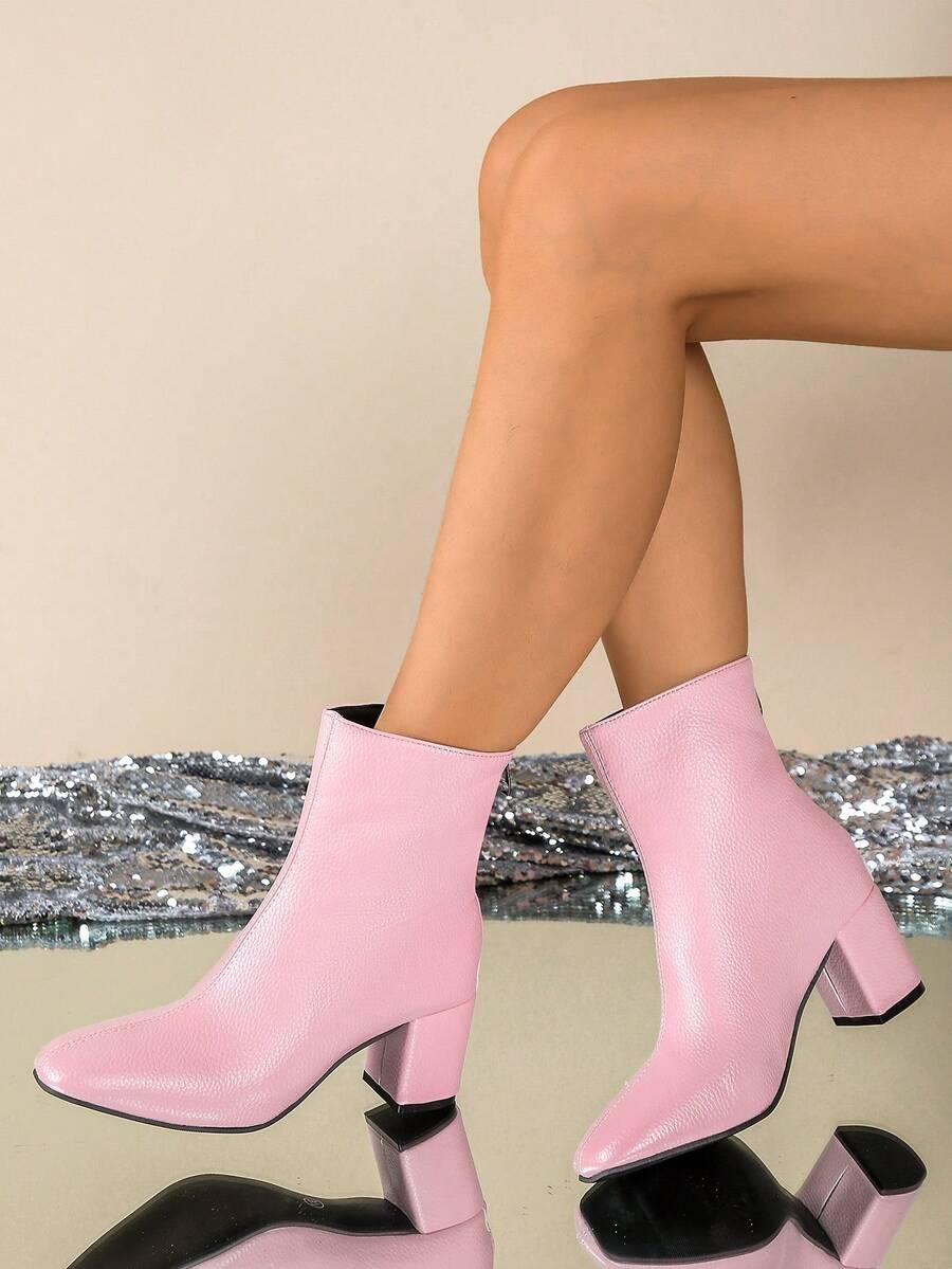 SHEIN RÓŻOWE BOTKI IMITACJA SKÓRY W01__41