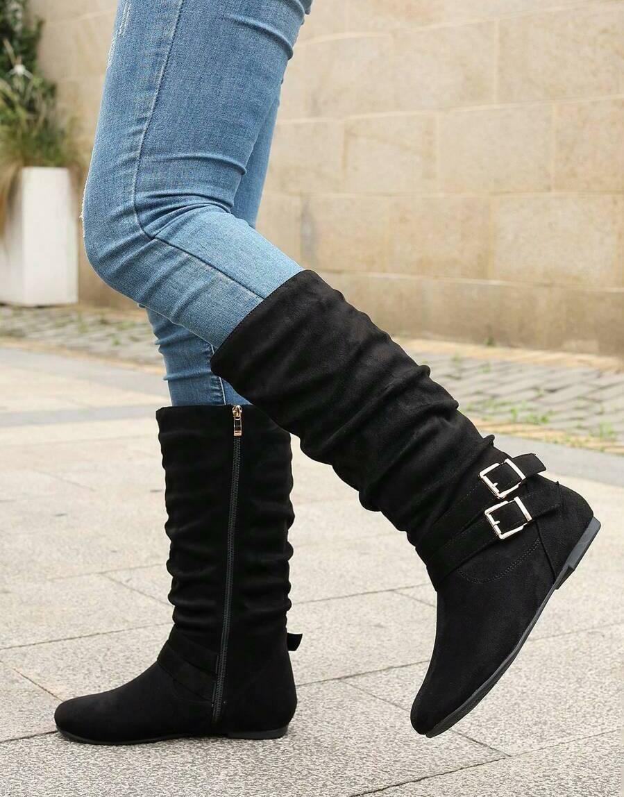 SHEIN CZARNE KOZAKI IMITACJA ZAMSZU W01__41
