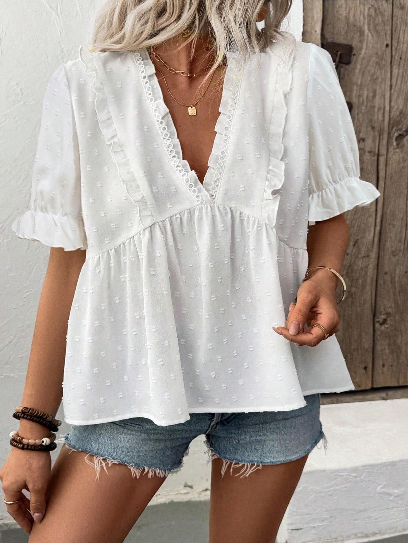 SHEIN BIAŁA BLUZKA V NECK S06__52