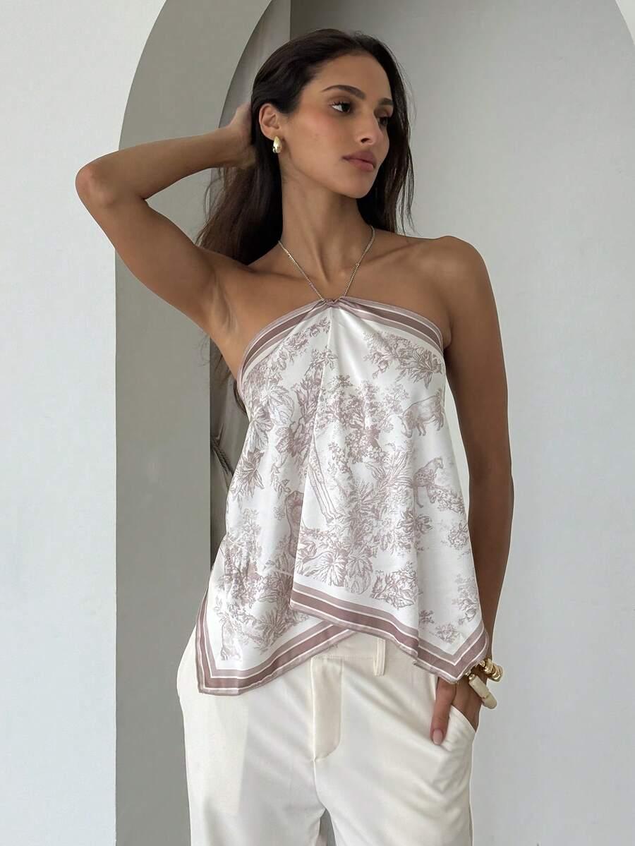 SHEIN SATYNOWY TOP WZÓR S06__XS