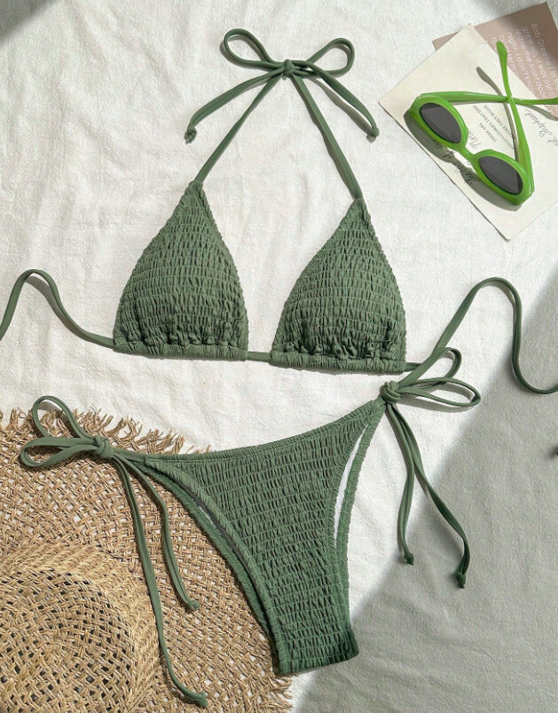 SHEIN ZIELONY KOMPLET BIKINI S09__XS