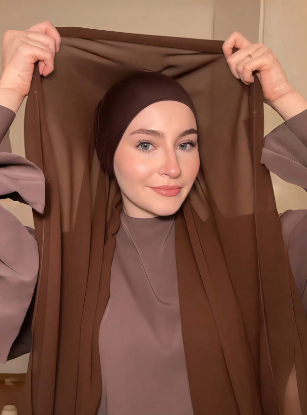 SHEIN BRĄZOWA CHUSTA HIDŻAB S07__