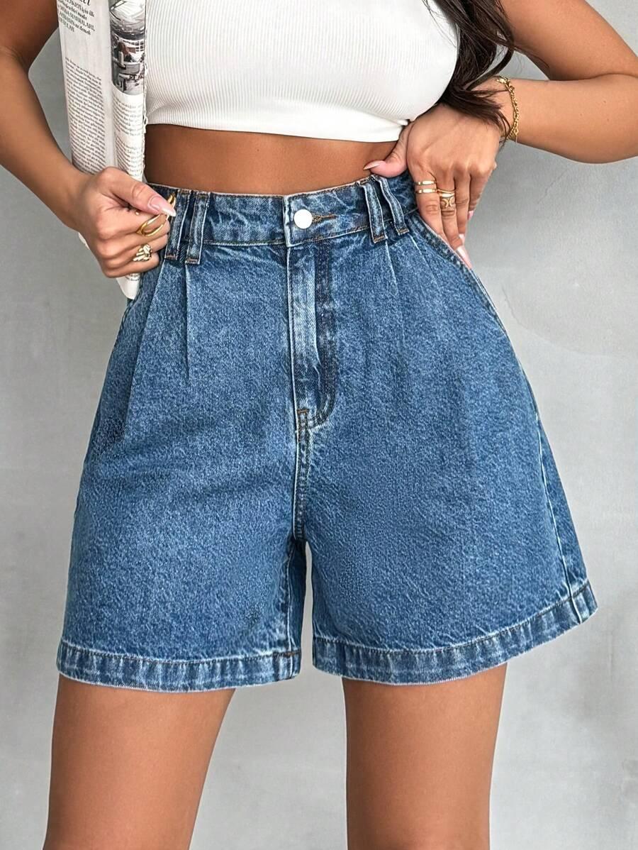 SHEIN NIEBIESKIE KRÓTKIE SPODENKI JEANS S06__M