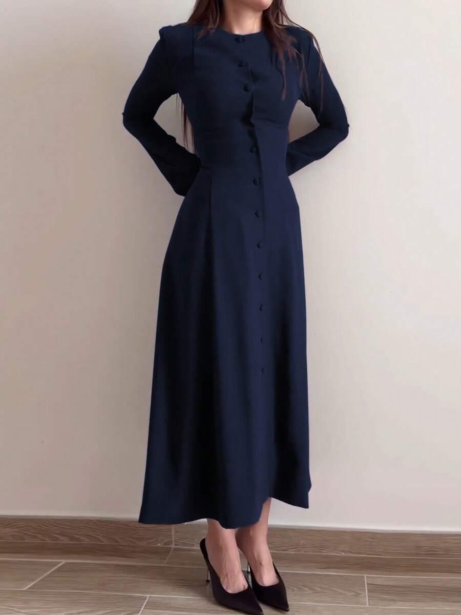 SHEIN GRANATOWA MAXI SUKIENKA S06__S