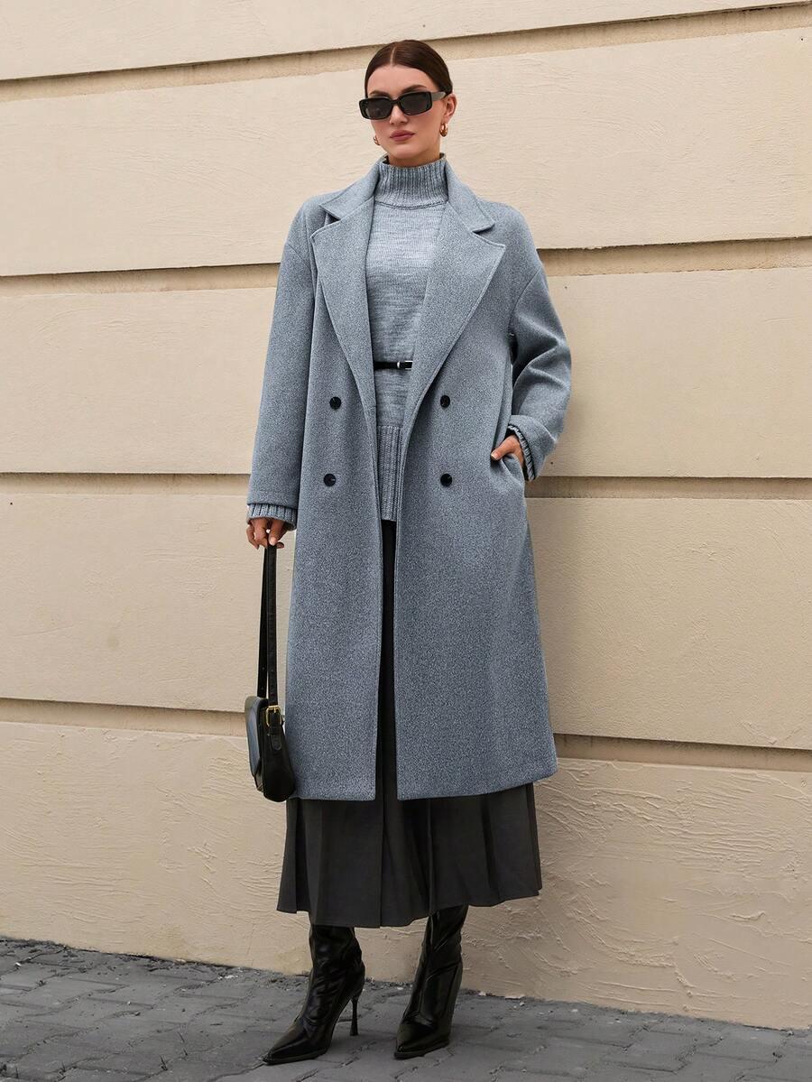 CLARA VERO SZARY KLASYCZNY PŁASZCZ W01__XS