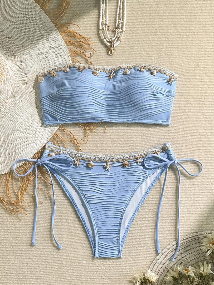 SHEIN NIEBIESKI DWUCZĘŚCIOWY STRÓJ KĄPIELOWY S09__L