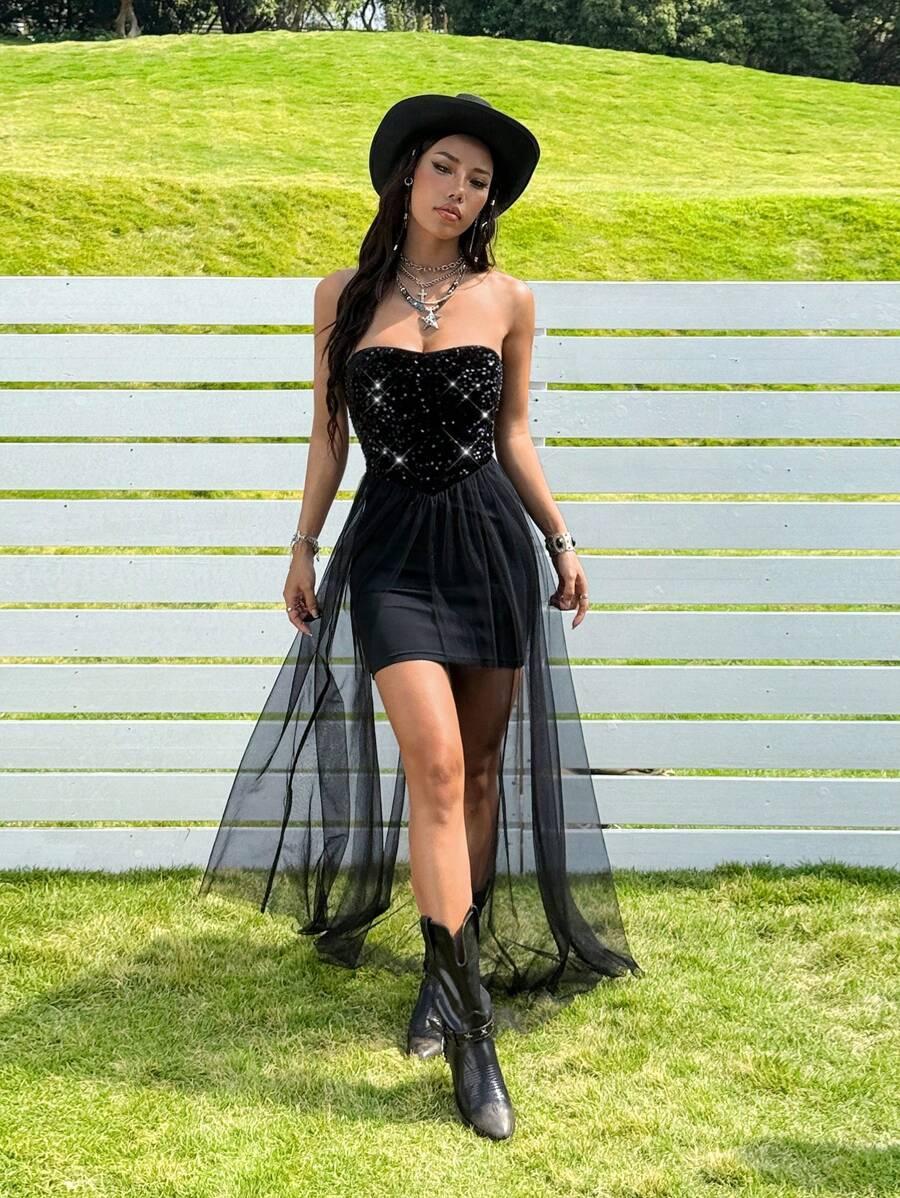 SHEIN CZARNA MINI SUKIENKA S06__L