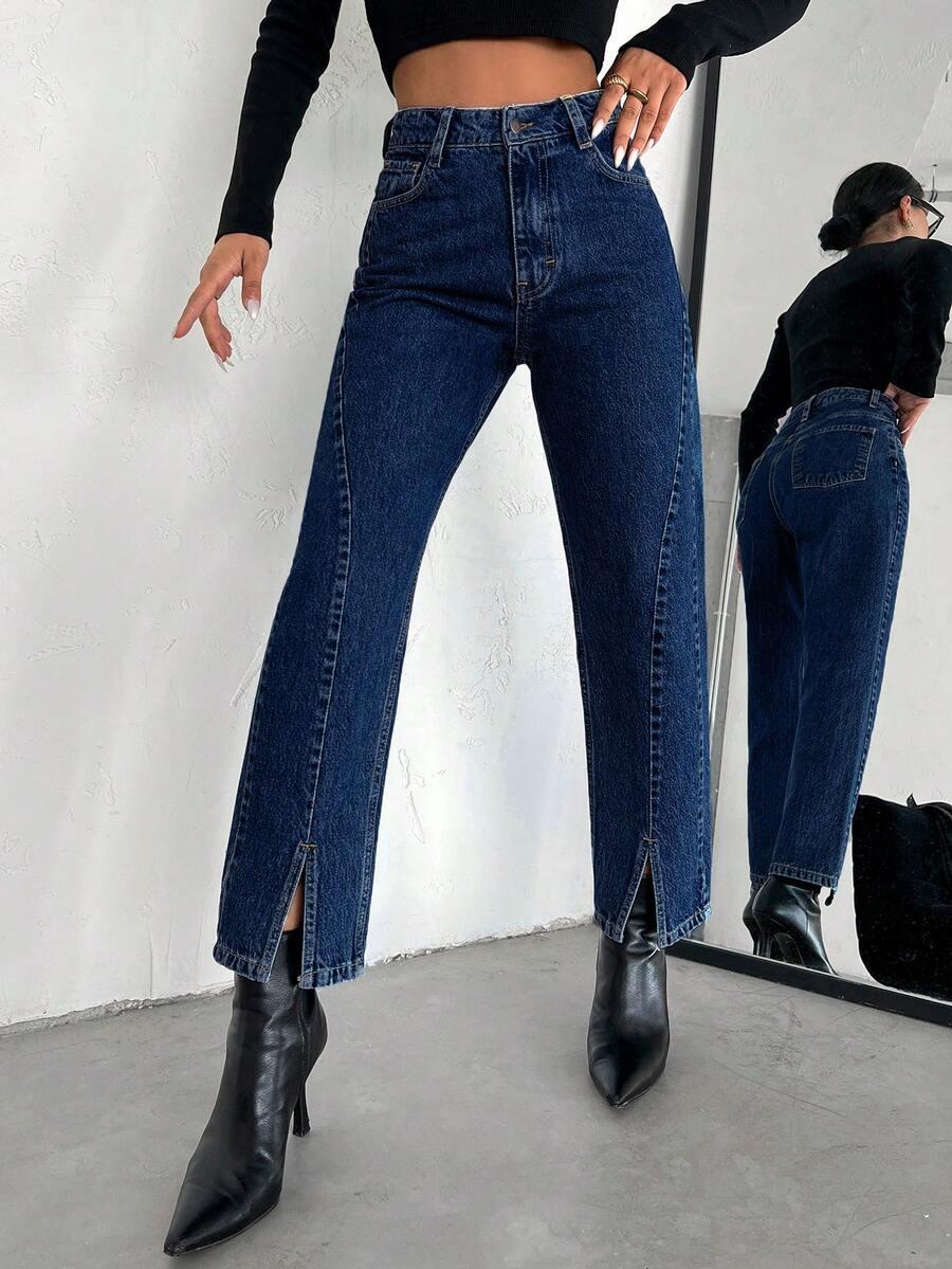 SHEIN SPODNIE JEANS PROSTA NOGAWKA S06__XXS