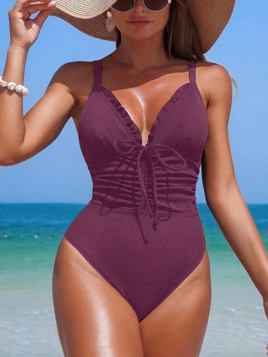 SWIM LUSHOIRE FIOLETOWY JEDNOCZĘŚCIOWY STRÓJ KĄPIELOWY S09__L