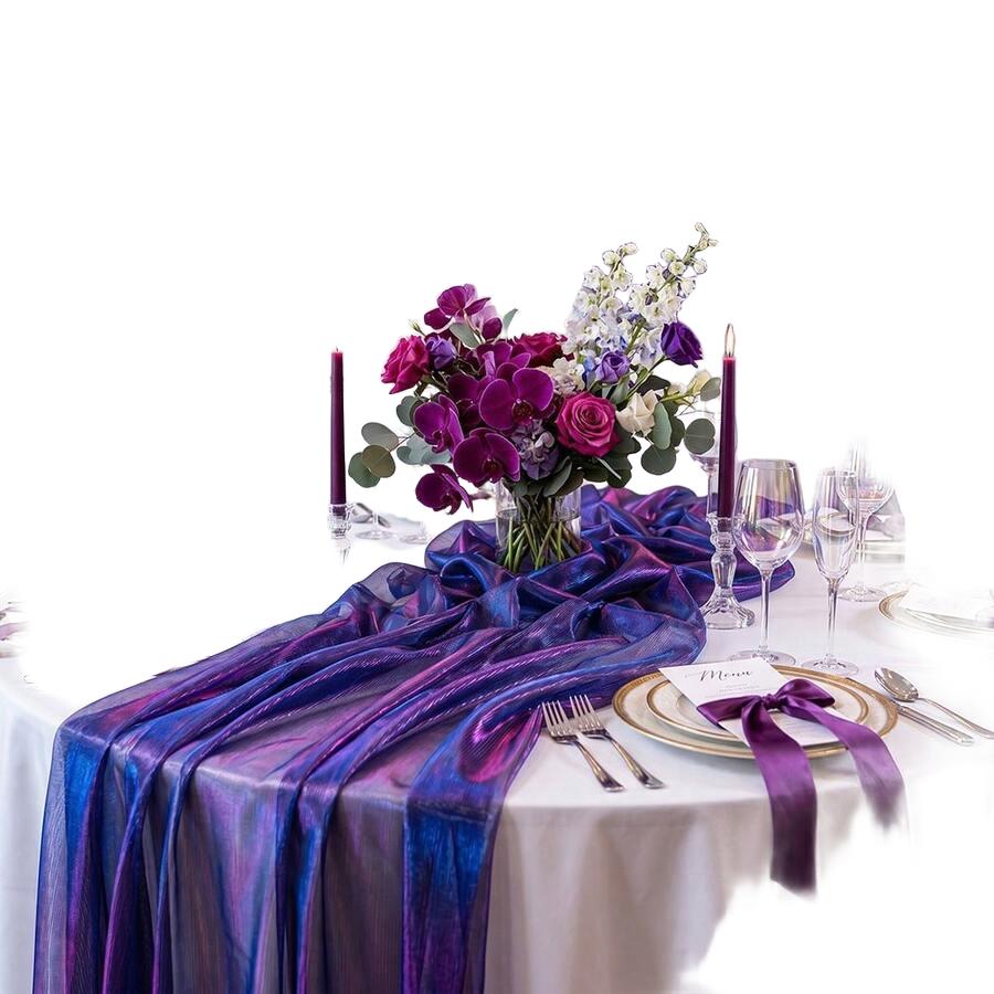 SHEIN FIOLETOWY BIEŻNIK NA STÓŁ POŁYSK S07__150X100CM