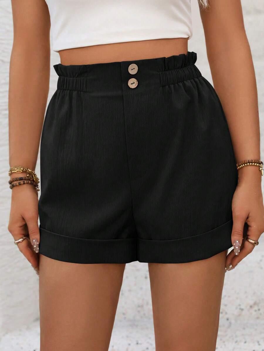 SHEIN CZARNE SPODENKI WYSOKI STAN S09__XS