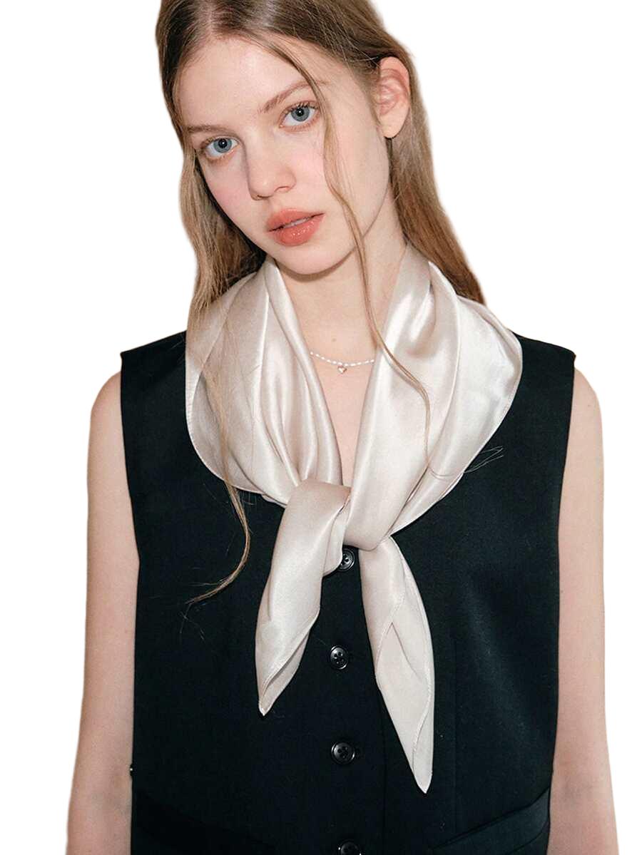 SHEIN BEŻOWA SATYNOWA CHUSTA S07